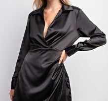 Black Mini Satin Dress