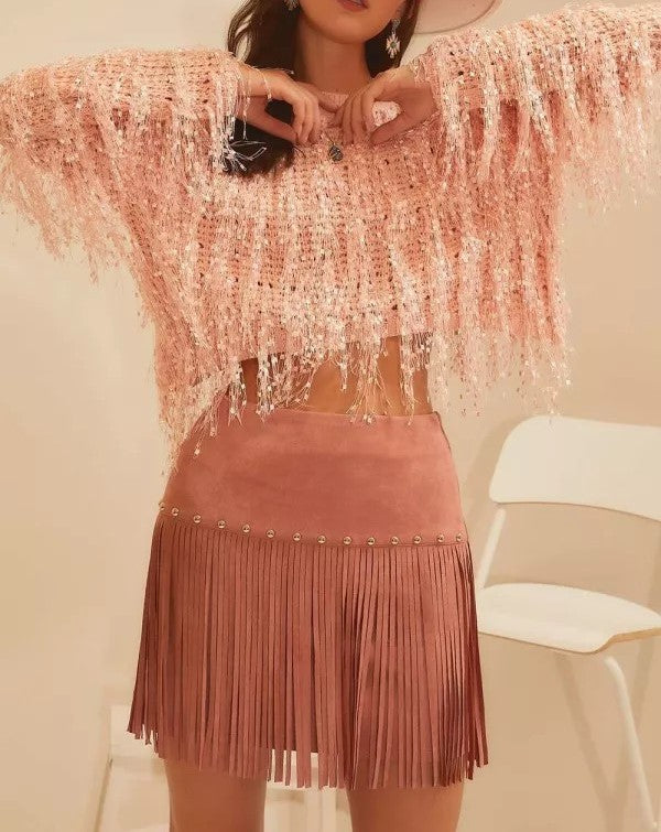 Feather Fringe Oversize Sweater