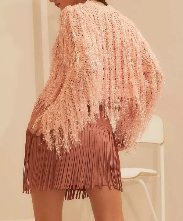 Feather Fringe Oversize Sweater